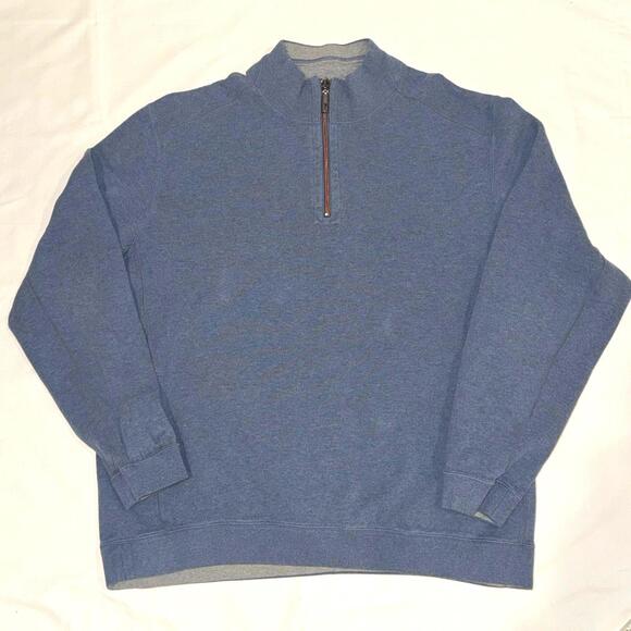 Tommy Bahama Other - Tommy Bahama Reversible 1/4 Zip 100% Cotton Sweater Mens Blue Coastal Resort
